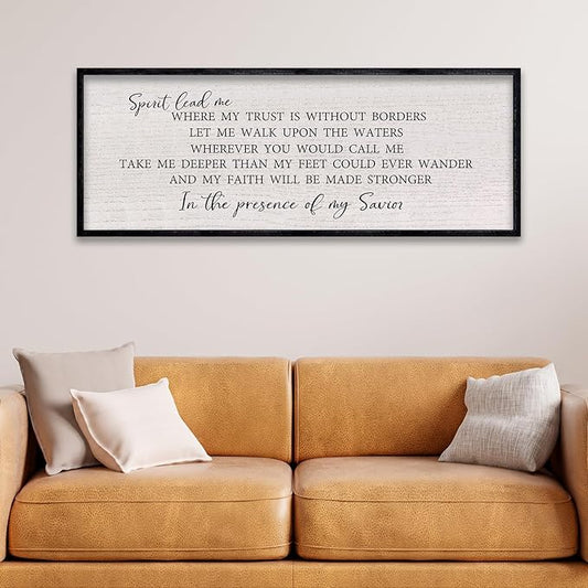 LuZhiQiang Spirit Lead Me Wall Art Decor 40"x15" Christian Scripture Sign Large Inspirational Quote Bible Verse Hanging Wooden Framed (Black)