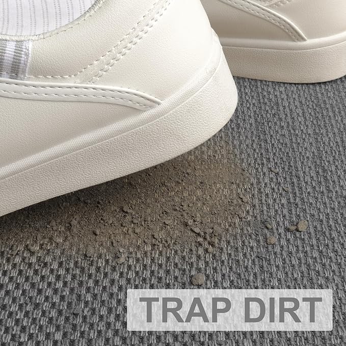 LEKEEPGO Door Mat 24"x36", Non Slip Door Mat Indoor Entrance, Rubber Backing Front Indoor Door mat Washable Absorbent Low-Profile Entryway Entry Resist Dirt Inside Door Mats, Light Grey