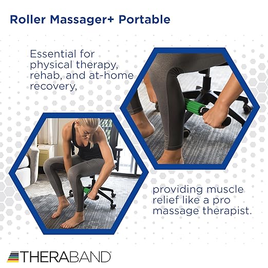 THERABAND Roller Massager +, Portable Muscle Rolling Stick with Retractable Handles for Self-Myofascial Release, Deep Tissue & Trigger Point Massage, Gifts for Runners, Athletes, Crossfit