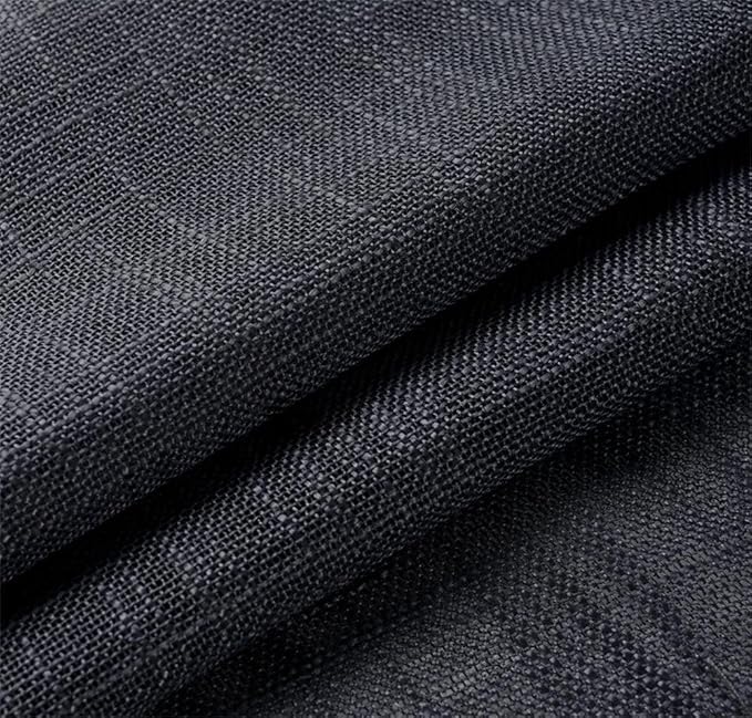 MIUCO Semi Sheer Curtains Poly Linen Textured Solid Grommet Curtains 95 Inches Long for Bedroom 2 Panels (2 x 37 Wide x 95" Long) Charcoal Grey