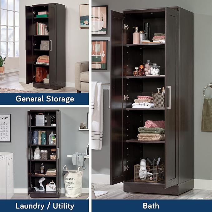 Sauder HomePlus Kitchen Pantry Storage Cabinet with Adjustable Shelves, Laundry Bathroom, L: 23.31" x W: 17.01" x H: 71.18", Dakota Oak