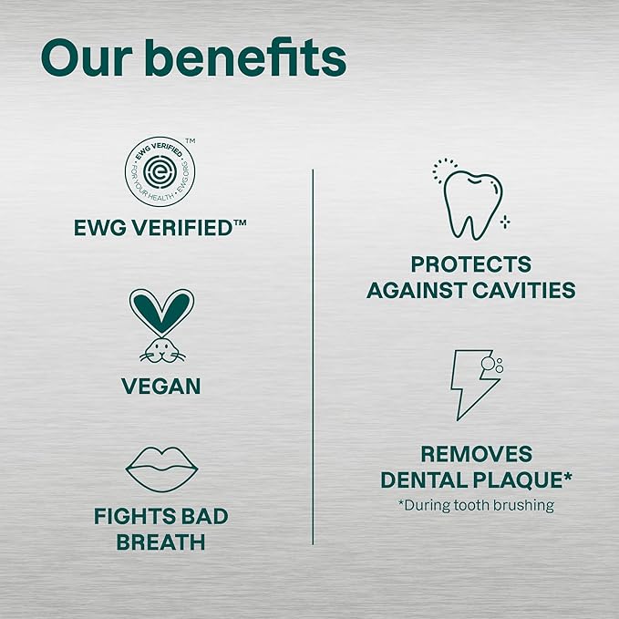 ATTITUDE Toothpaste with Fluoride, Prevents Tooth Decay and Cavities, Vegan, Cruelty-Free and Sugar-Free, Whitening, Peppermint, 4.2 Oz (Pack of 2)