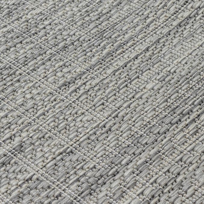 Adiva Rugs Outdoor Indoor Area Rug, Weather Resistant, Easy to Clean, Stain Resistant Floor Mat for Dining Room, Backyard, Deck, Patio (Silver Weiss, 6' x 9')