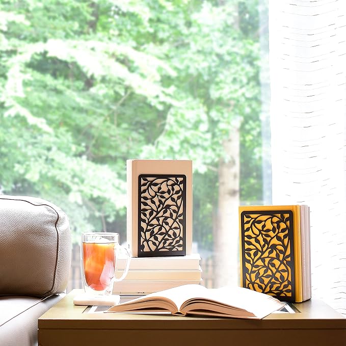 CNK Book Ends Bookends for Decorative Books Holder Bookend Shelves End Hold Heavy Duty Holders Stoppers Metal Stopper Cute Boho Bookshelf Holds Cookbook Office Home Set of 6 Bookends Pair Black