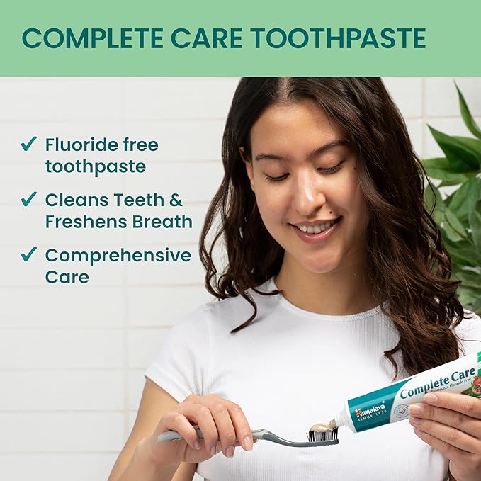 Himalaya Complete Care Toothpaste, Fluoride Free to Reduce Plaque and Brighten Teeth, 6.17 Oz