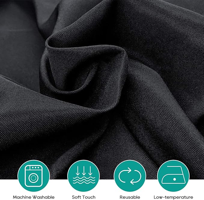 Surmente 132 inch Round Tablecloths -5 Pack Black Round Table Cloths, Polyester Fabric Table Covers for Wedding, Party, Banquet, or Restaurant