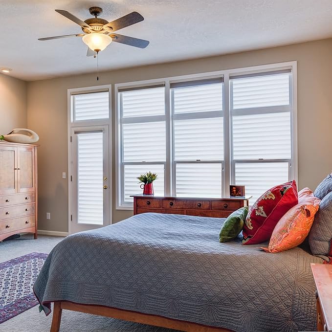 Window Privacy Film with Installation Tools, Blinds Pattern, Static Cling, Anti UV, Heat Control, Ideal for Home Shower Office Glass Door (Blinds Pattern, 17.5X118.1Inch)