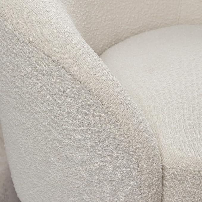 KINWELL 34" W Swivel Barrel Chair Set of 2, Mid Century Modern Round Upholstered Boucle Swivel Accent Chairs, No Assembly Sofa Chair for Living Room Bedroom Reading, Cream