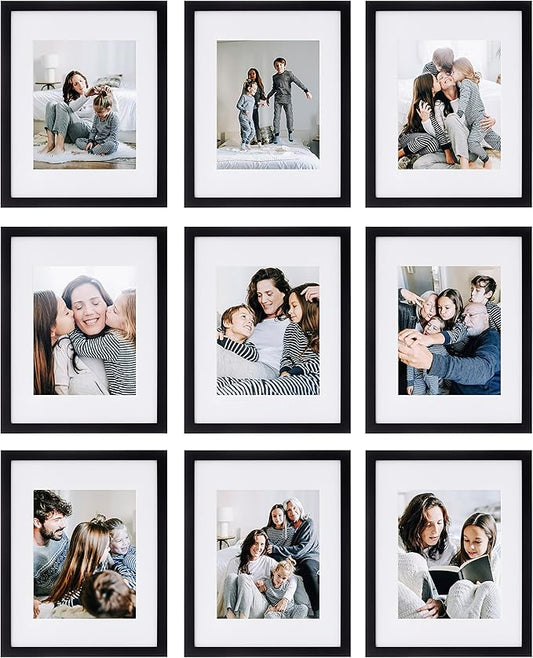Sheffield Home 9 Piece Gallery Wall Frame Set, 11x14 in. matted to 8x10 in. (Matte Black)