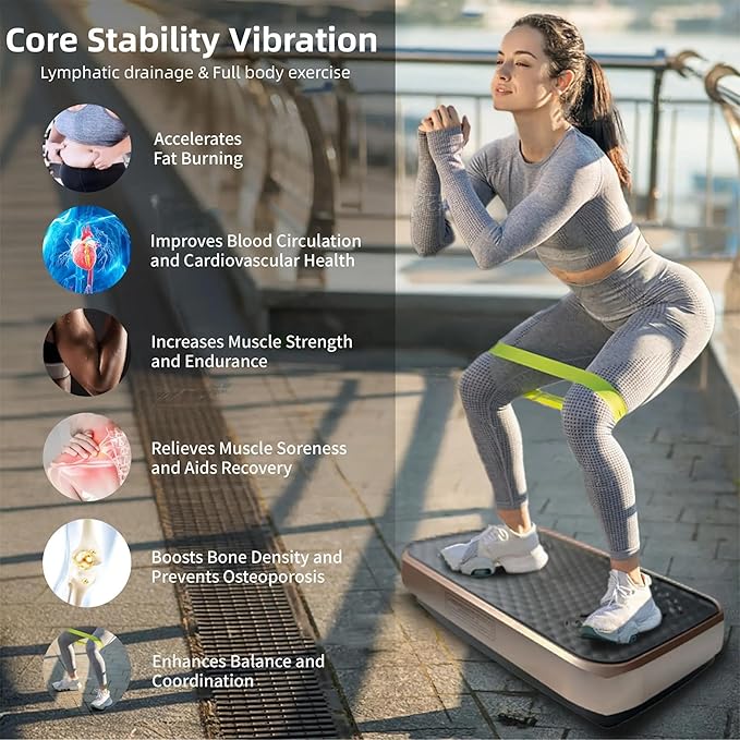 Vibration Plate Fitness Platform Whole Body Exercise Machine with 120 Speed Levels, Lymphatic Drainage, Fat Burning, and Weight Loss, Perfect for Women, Men, and Home Gym Exercise