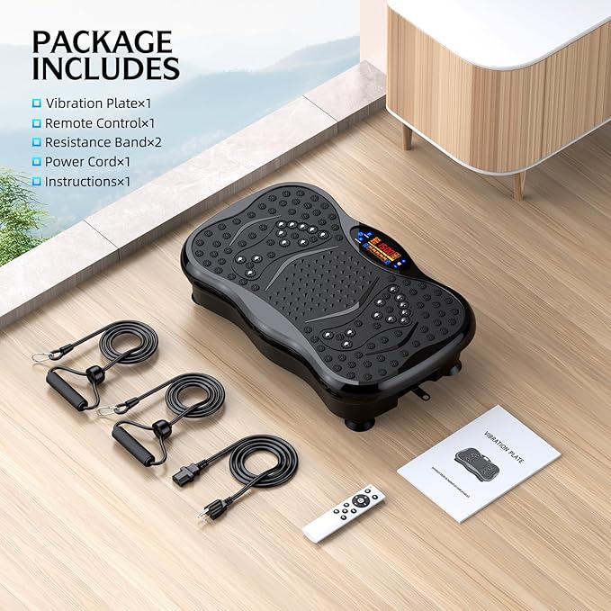 Vibration Plate Exercise Machine, Lymphatic Drainage Machine for Weight Loss, Lymphatic Drainage & Muscle Recovery, Multiple Speeds with Bluetooth & Remote, Max User Weight 330lbs