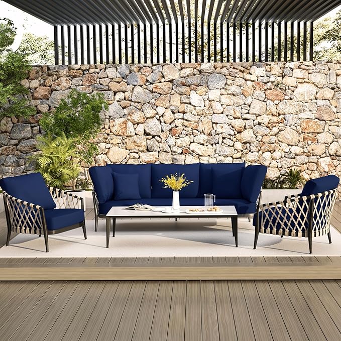 hyha Waterproof Couch Cushion Covers, Stretch Sofa Couch Seat Slipcover for Dog Washable, Non-Slip Waterproof Outdoor Cushion Covers for Patio Furniture Replacement (1 Piece for Large, Navy)