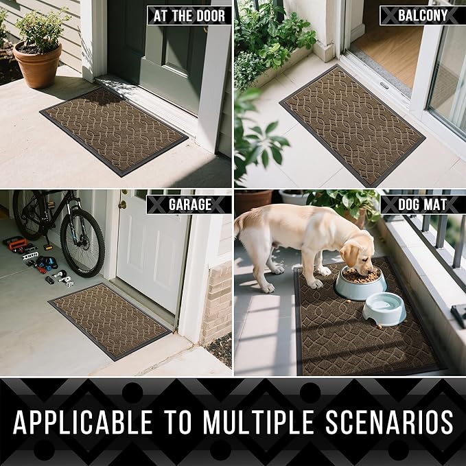 Yimobra Front Door Mat Outdoor Indoor 60x36, All-Season, All-Weather, Heavy Duty Welcome Door Mats Outside Entrance, Non Slip Porch Patio Entrance Mat, Brown