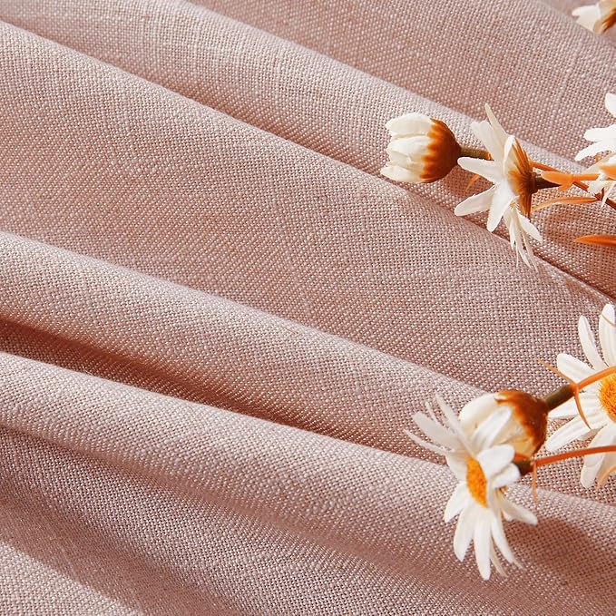 Joydeco Linen Curtains for Living Room,Light Filtering Rod Pocket Back Tab Semi Sheer Drapes Window Long Curtains 108 inches Long Sheer Bliss
