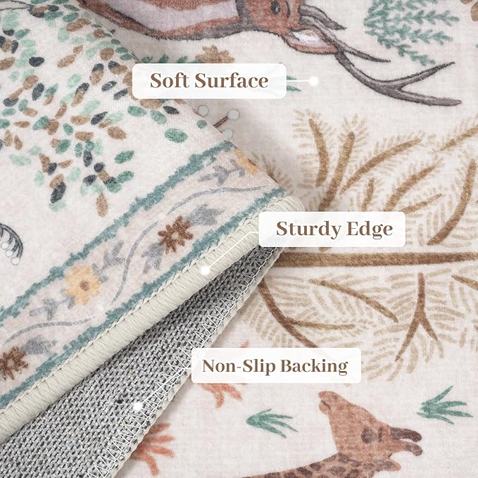 OJIA Jungle 8x10 Area Rugs for Living Room Bedroom Large Washable Rugs, Thin Modern Nursery Rug Non-Shedding Kids Playroom Rug Stain Resistant Large Carpet Neutral Rugs for Kids Room Dining