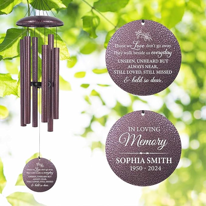 ASTARIN Personalized Wind Chimes Memorial, Sympathy Wind Chime Sorry for Your Loss Gifts, in Memory of Loved One Gift for Women Friend Loss of Husband Wife(Produced in USA)