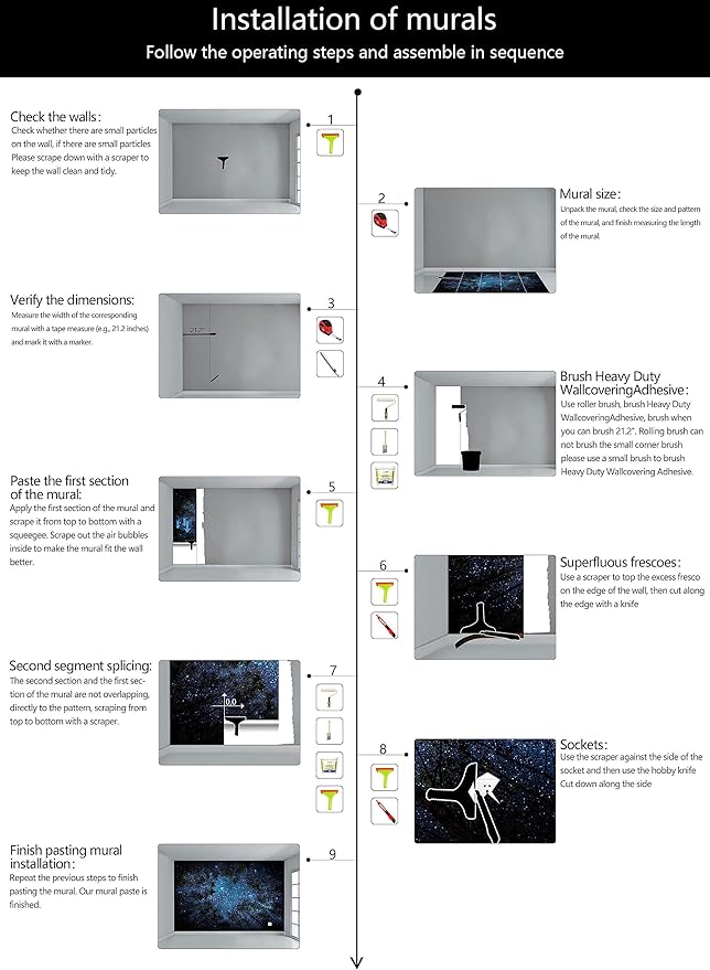 WFBHUA-Forest Starry Wallpaper Mural Night Galaxy Tree Sky Wallpaper for Living Room Bedroom Ceiling(Not Peel and Stick)