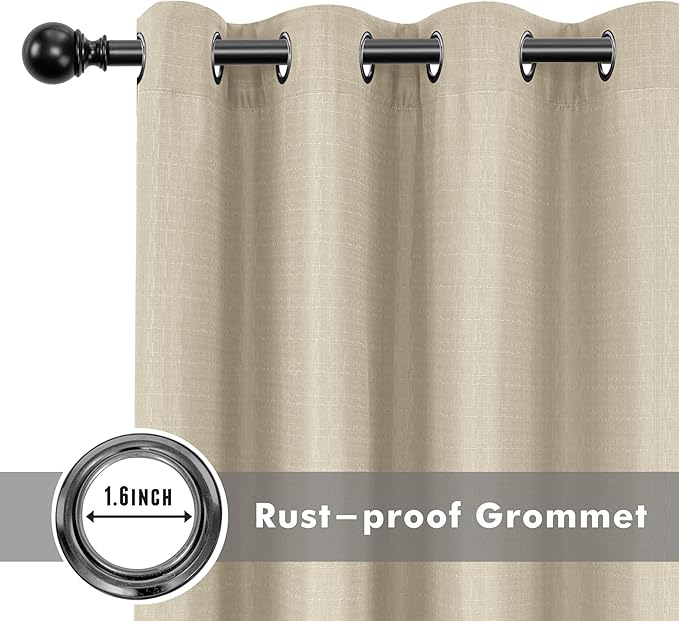 HolidayIdeas 6 Panels Linen Outdoor Curtains for Patio Waterproof-Cream Outside Gazebo Curtains 54"x95"-Indoor/Outdoor Weighted Weatherproof Curtains, Privacy for Pergola, Porch, Cabana, Sunroom