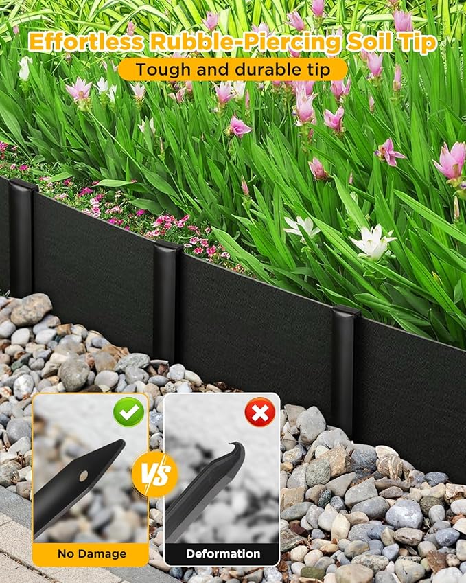 Landscape Edging Metal Stakes - 20 Pcs, 10 Inch Garden Landscape Stakes, High Carbon Steel Landscape Anchoring Stakes for Flowerbed Edging, Outdoor Tent and Landscape Edging Coil