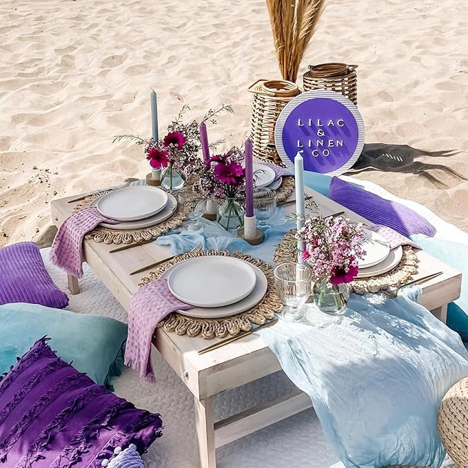 Sioloc 5 Pack Dusty Blue Cheesecloth Table Runner Fall Autumn Decor for Home 10ft Table Cloth for Tea Wedding Birthday Party Baby Bridal Shower Halloween Thanksgiving