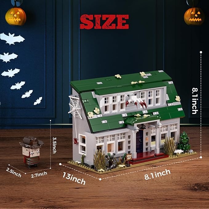 Halloween Nightmare Building House Set on Elm Street, Horror Movie Figure & Haunted House Building Blocks Toy, Compatible with Lego Gifts for Friends and Fans 18+ (1099 Pieces)