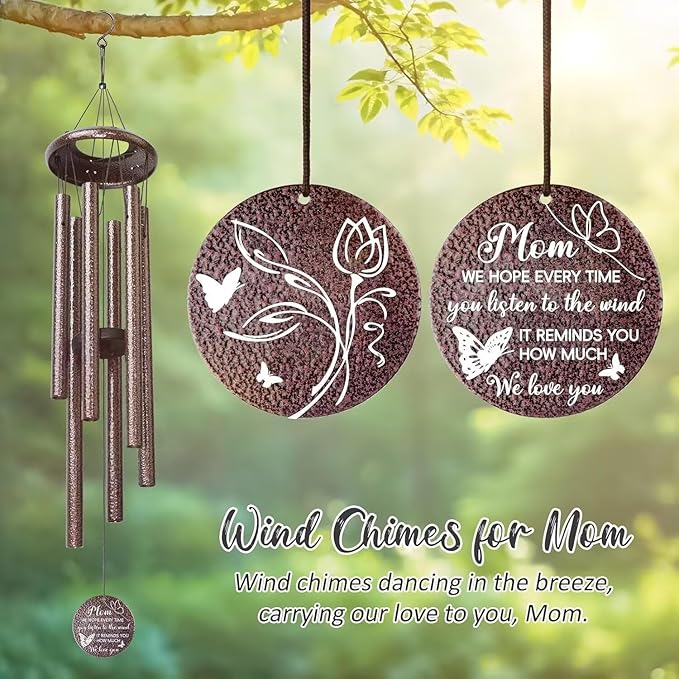 Gifts for Mom, 25''Wind Chimes, Mother Birthday Gifts for mom from Daughter Son, Mothers Day, Thanksgiving, Christmas Day Gift Ideas for Love Rreminder