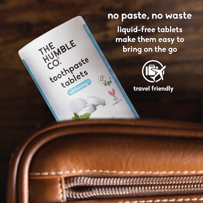 The Humble Co. Whitening Toothpaste Tablets – Fluoride Free Toothpaste Whitening Tablets, Dentist Developed Formula, Vegan, SLS Free, Plastic Free (Peppermint, 2 PK)