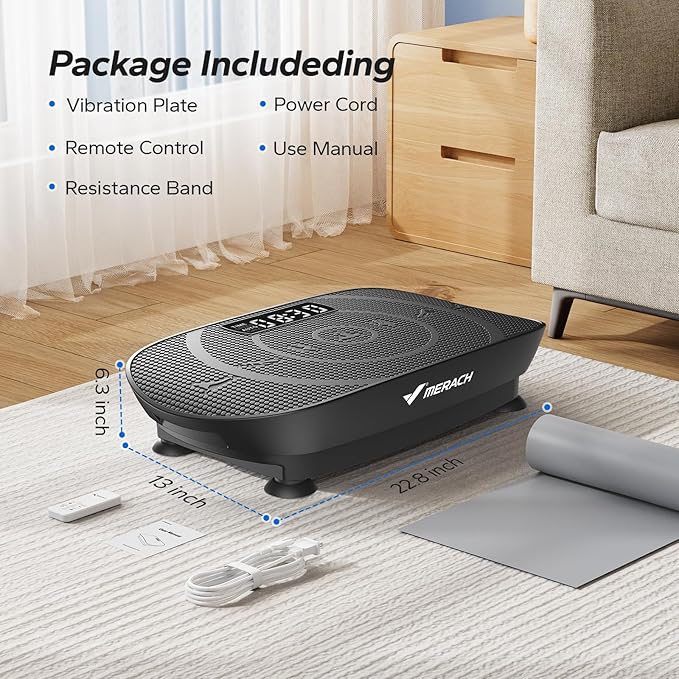 MERACH Vibration Plate Exercise Machine, Whole Body Workout Equipment for Women, Bluetooth and Silicone Pedal, Vibration Plate with Auto Mode, Vibrate Fitness Platform for Home