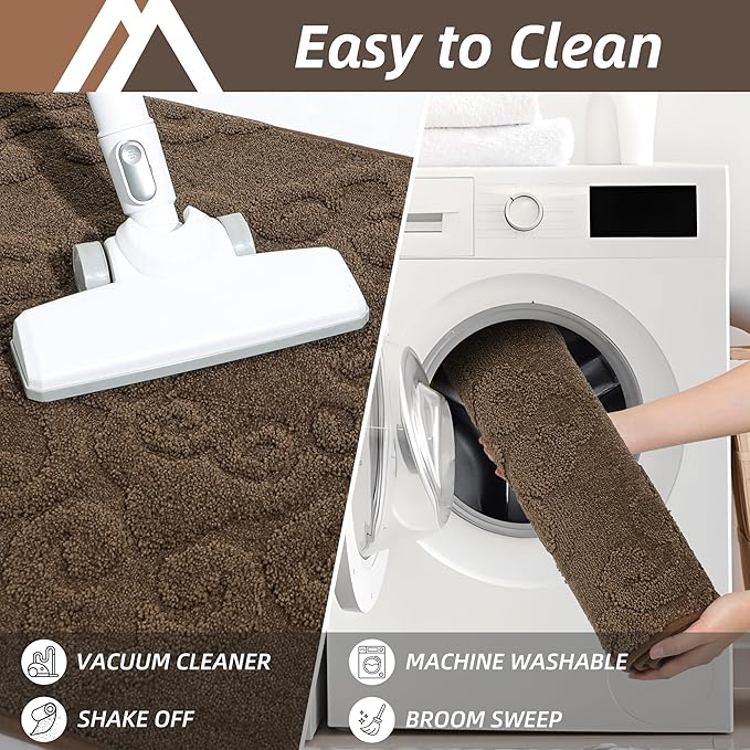 COSY HOMEER-Door-Mat-Non-Slip-Entryway-Rug 36”x60” Absorbent Welcome Mats Washable Dirt Trapper Door Mat Entrance Floor Mats for Front Back Doormats and Wet Shoes,Brown
