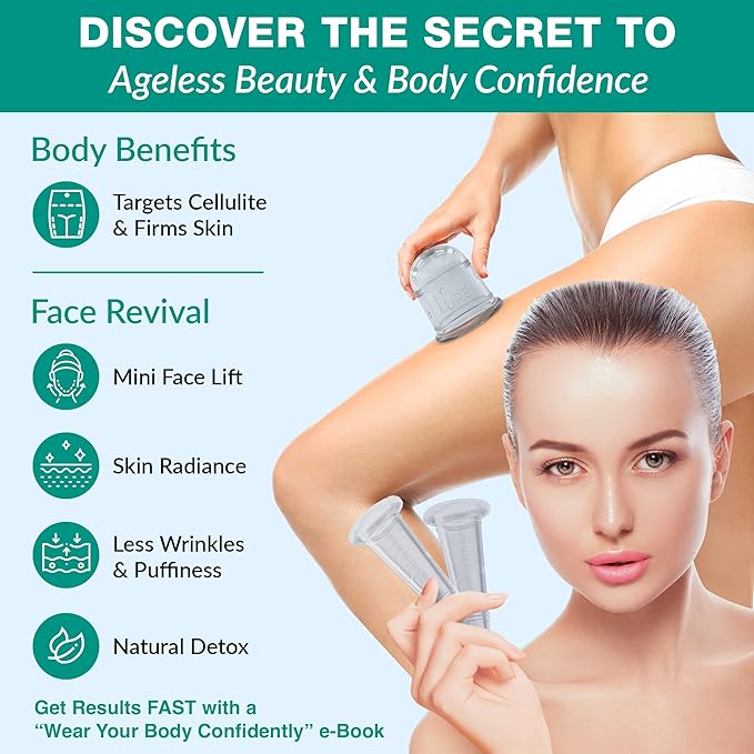 Bliss Face and Body Cupping Therapy Set – Includes Facial Cups for Cupping and Anti-Cellulite Cups - Release Fascia, Lymphatic Drainage, Natural Pain Relief