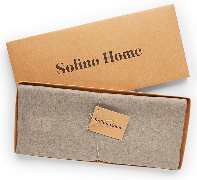 Solino Home Linen Natural Table Runner 60 Inches - 100% Pure Linen Short Table Runner 14 x 60 Inch Ideal for Dresser and Coffee Tables - Fall, Autumn, Thanksgiving - Fete