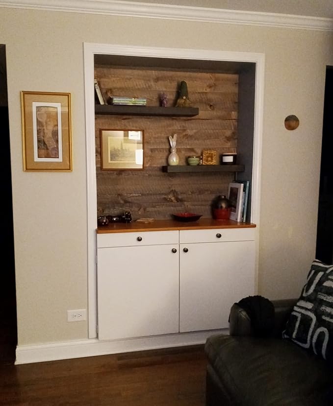 joelsantiques 24 Inch Wooden Floating Shelves for Wall - 24x6x2 in - Made of Natural Wood - Short Heavy Duty Rustic Wall Shelves for Bedroom - Perfect for Bathroom, Kitchen - Mocha