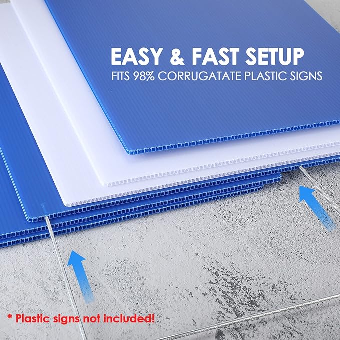 60 Pcs H Stakes for Yard Signs 30'' x 10'' Metal Heavy Duty H Frame Wire Stakes Weatherproof Metal Holder for 4mm 5mm Corrugated Signs Advertising Board Guidepost Yard Halloween Decor