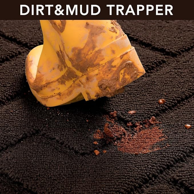 hicorfe Front Door Mat Outside Entrance,24"x35" Absorbent Muddy Dirt Resist Welcome Door Mats Outdoor Indoor,Stain and Fade Resistant,Non Slip Backing Entry Mat Doormat for Entryway (Coffee)