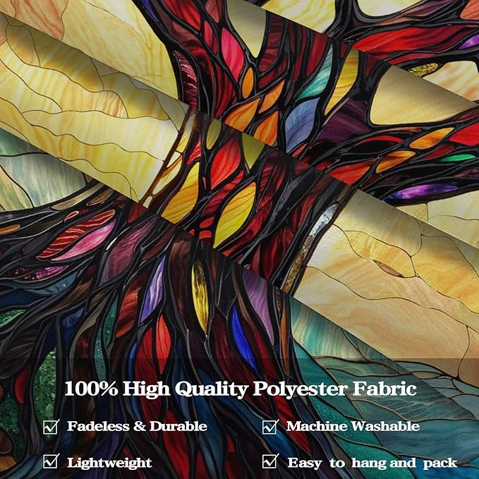 Lunerfex Tree of Life Tapestry Stained Glass Tapestry Wall Decor Tapestries for Bedroom Art Tapestries Wall Hanging for Bedroom Living Room Glass-Tree-01 70"x90"