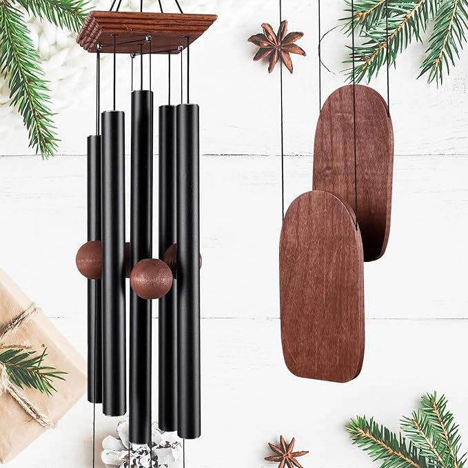 Wind Chimes for Outside Deep Tone, 36in Sympathy Wind Chimes Outdoor Clearance, Gifts for Mother's Day and Christmas, Outdoor Decor for Garden, Patio, Yard（Wood Wind Chime, Black）