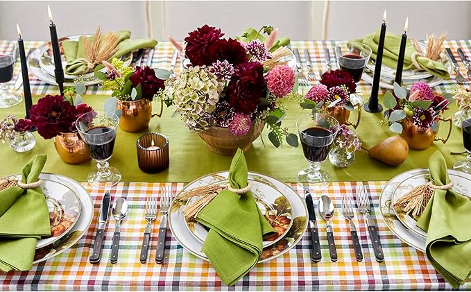 Solino Home Linen Avocado Green Table Runner 108 Inches Long - 100% Pure Linen 14 x 108 Inch Table Runner for Dining, Fall, Autumn, Thanksgiving - Fete