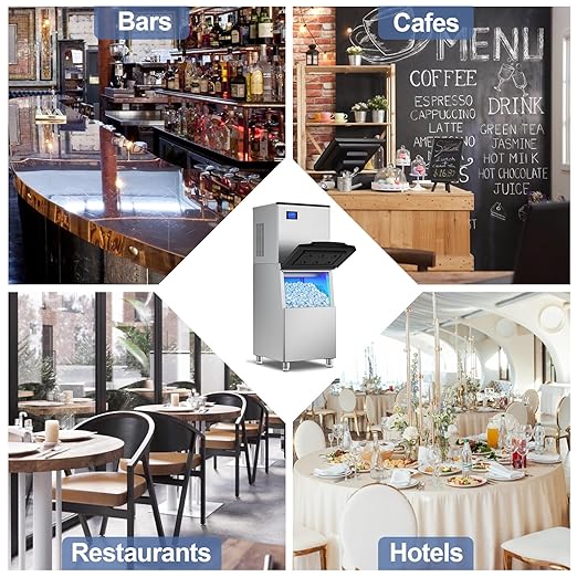 Ice Machine Commercial Ice Maker Machine, 400 Lbs/24H Industrial Ice Machine, 350 Lbs Storage Commercial Ice Machines Free Standing, Cubes Ice Makers Commercial, Restaurant, Cafe, Bar, Hotel