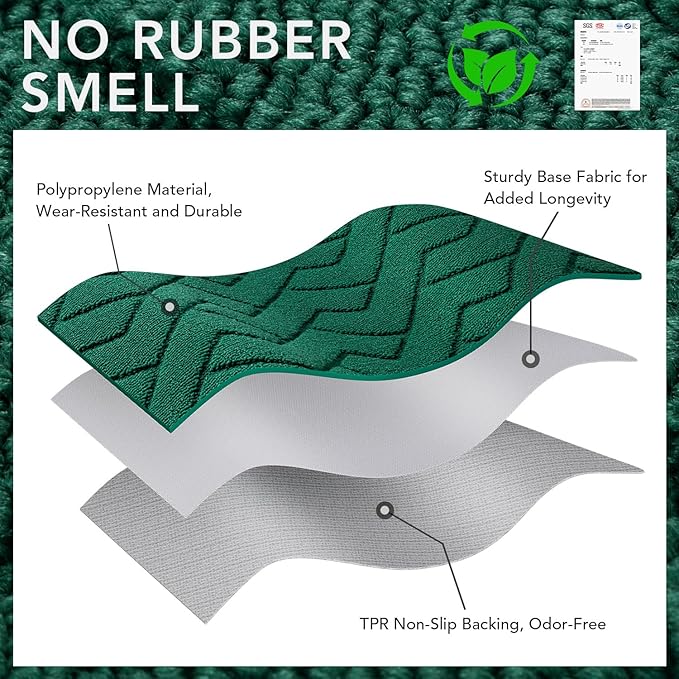 hicorfe Front Door Mat Outside Entrance,32"x40" Absorbent Muddy Dirt Resist Welcome Door Mats Outdoor Indoor,Stain and Fade Resistant,Non Slip Backing Entry Mat Doormat for Entryway(Evergreen)