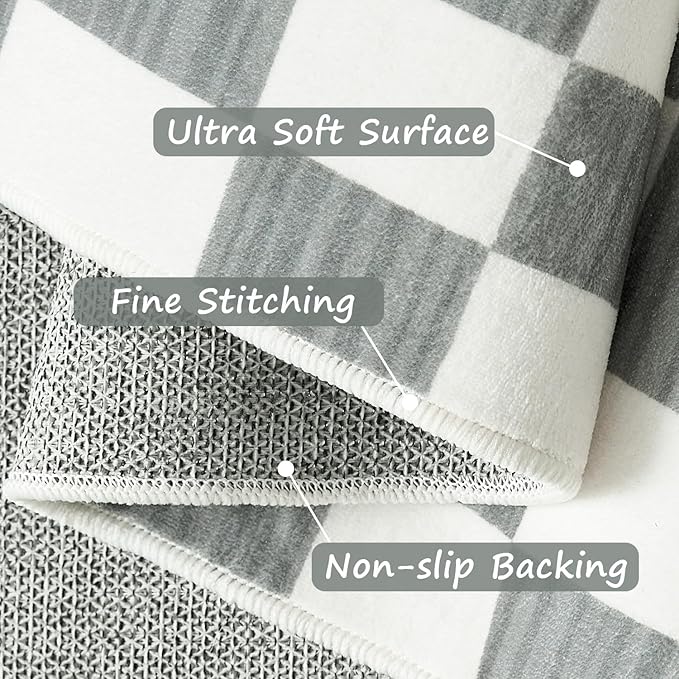 jinchan 2x3 Kids Area Rug Washable Indoor Entryway Doormat Modern Checkered Geometric Lattice Small Rug Non Slip Soft Carpet for Nursery Room Bedroom Bathroom Home Grey