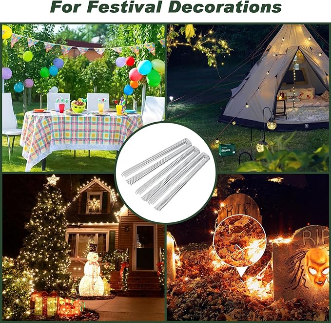 FEED GARDEN 6 Inch 500 Pack Galvanized Landscape Staples Plant Cover Pins 11 Gauge Tent Stakes Garden Stakes Landscaping Fabric SOD Pins Yard Spikes for Decoration Weed Barrier Fabric