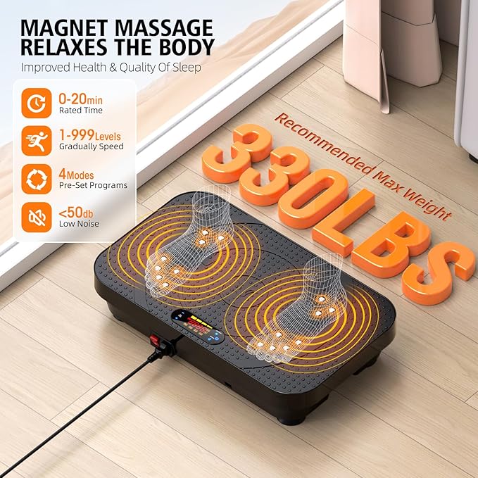 Vibration Plate Exercise Machine, OVANZA Whole Body Vibration Plate for Lymphatic Drainage, Burns Fat, Helps Toning, Weight Loss Shaping Wellness for Home Training Equipment