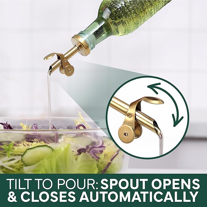 COOK WITH COLOR Glass Olive Oil Bottle Dispenser - 2 Pack- 17oz Oil and Vinegar Cruet - Olive Oil Carafe Decanter for Kitchen