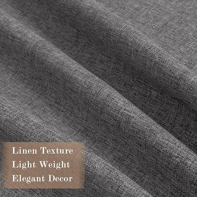 Natural Grey Pinch Pleat 100% Blackout Drapes Linen Blend, Room Divider, Room Darkening, Energy Saving, Furniture Protecting, Light Blocking Extra Wide Privacy Curtains, 240Wx84L, 1 PC