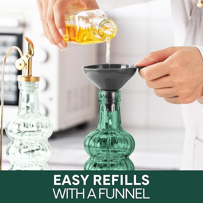 COOK WITH COLOR Glass Olive Oil Bottle Dispenser - 2 Pack- 17oz Oil and Vinegar Cruet - Olive Oil Carafe Decanter for Kitchen