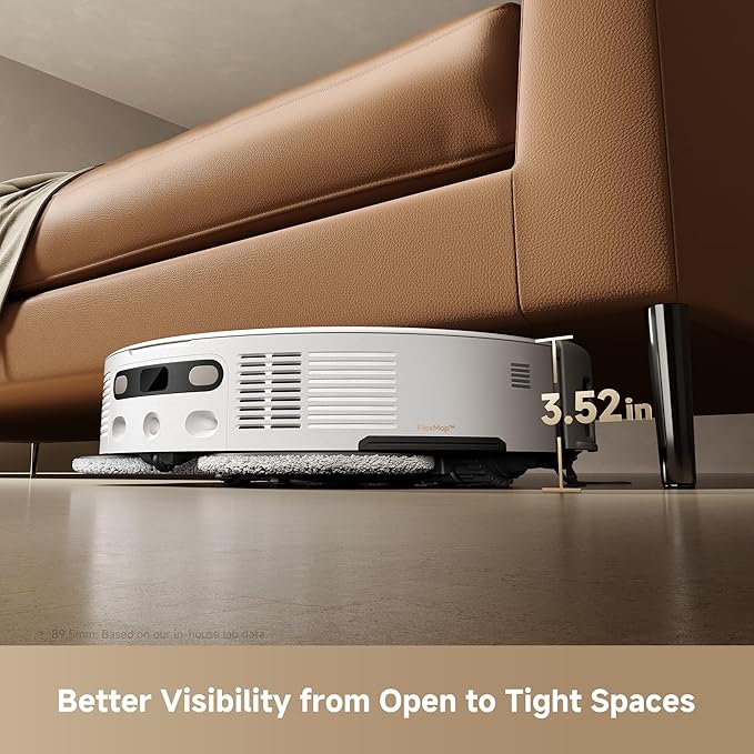 Mova V50 Ultra Complete Robot Vacuum and Mop Self-Cleaning, 24,000 Pa Suction, Liftable Navigation with Obstacle Overcoming and Warm Water Mopping with DuoSolution System Designed for Pets, White