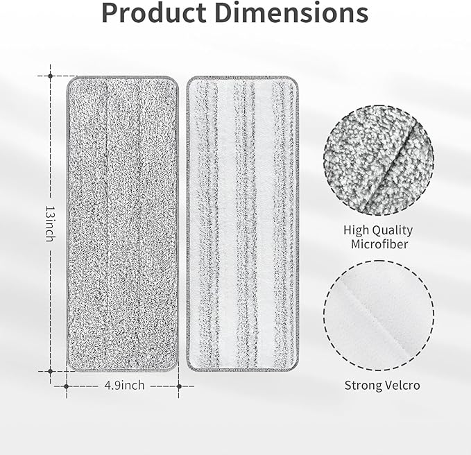 10Pcs Joymoop Mop Replacement Pads, 13 * 4.9'' Universal Mop Pads Mop Head Refills Washable Wet Mop, Compatible with Most 11-13” Size Mops