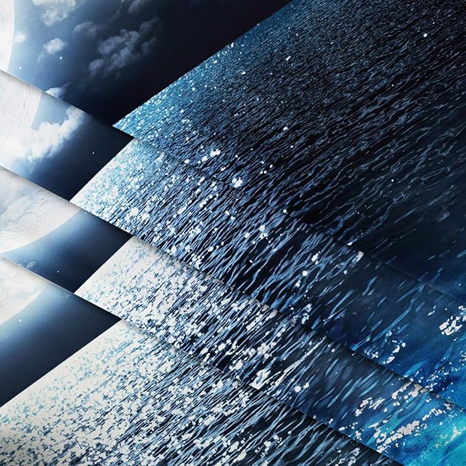 LB Moon Over Ocean Tapestry, Night Sky Tapestry Wall Hanging, 3D Fantasy Psychedelic Watercolor Wall Art for Bedroom Living Room Dorm Home Decor, 60 x 40 Inches