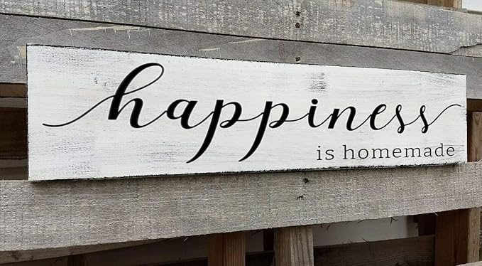 Happiness is Homemade Sign, Farmhouse Kitchen Sign,Rustic Wooden Kitchen Wall Decor for Dining Room (Happiness) 6x18 Inch