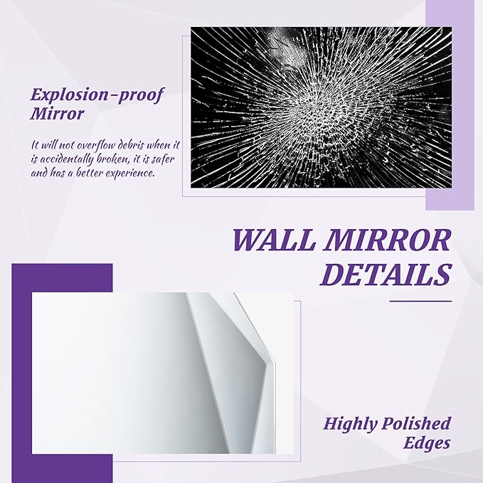 Bathroom Mirror for Wall, 30" x 40" Arched Mirror, Bathroom Vanity Mirrors, Beveled Edge Frameless Wall Mount Vanity Mirror, Wall Mirror Decorative, Irregular Beveled Edge Mirror